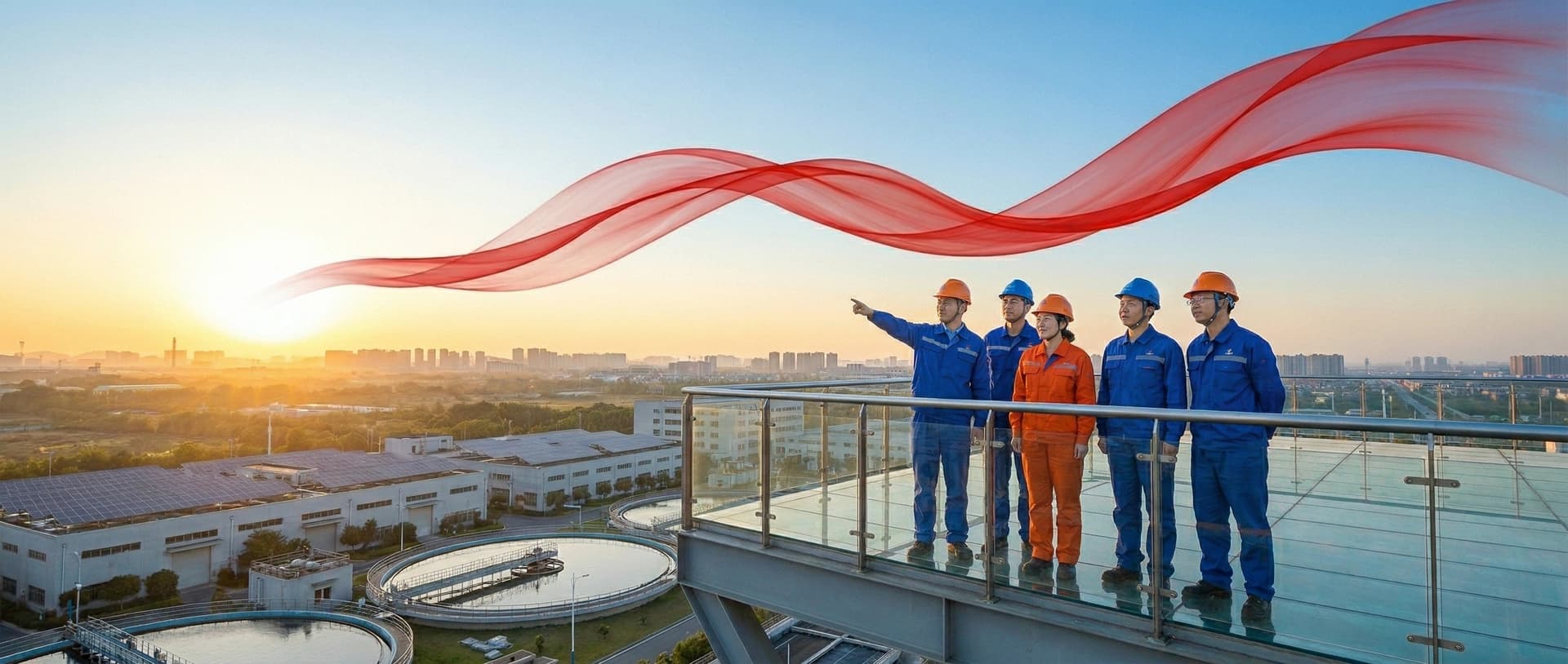 长河环境党的建设频道首屏背景，突出组织建设与专题宣传的庄重气质。